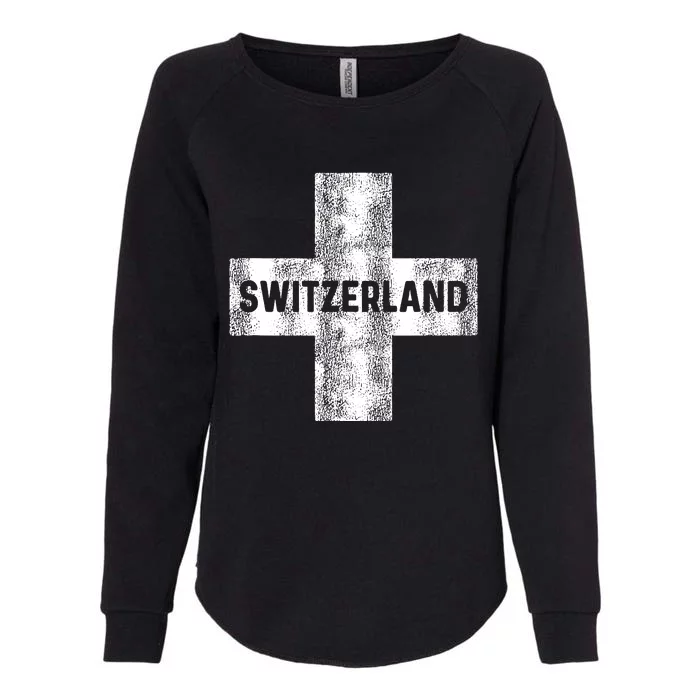 Retro Swiss Flag Of Switzerland Women Souvenir Gift Womens California Wash Sweatshirt