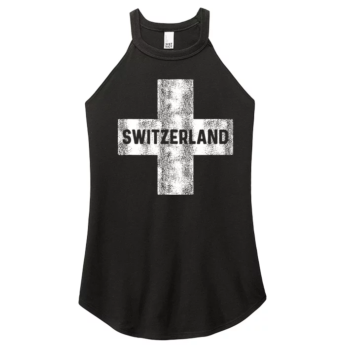 Retro Swiss Flag Of Switzerland Women Souvenir Gift Women’s Perfect Tri Rocker Tank