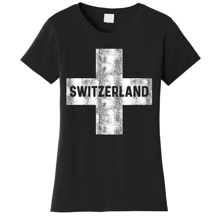 Retro Swiss Flag Of Switzerland Women Souvenir Gift Women's T-Shirt