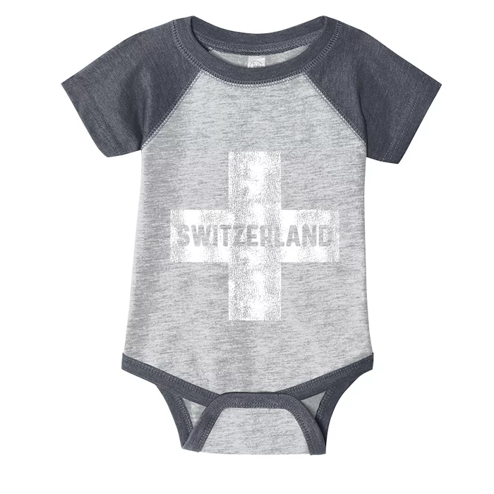 Retro Swiss Flag Of Switzerland Women Souvenir Gift Infant Baby Jersey Bodysuit