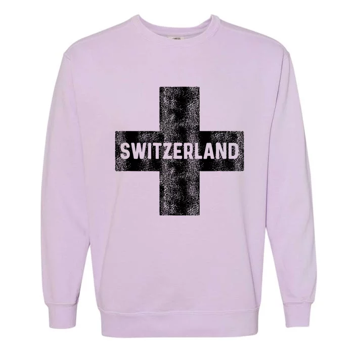 Retro Swiss Flag Of Switzerland Women Souvenir Gift Garment-Dyed Sweatshirt