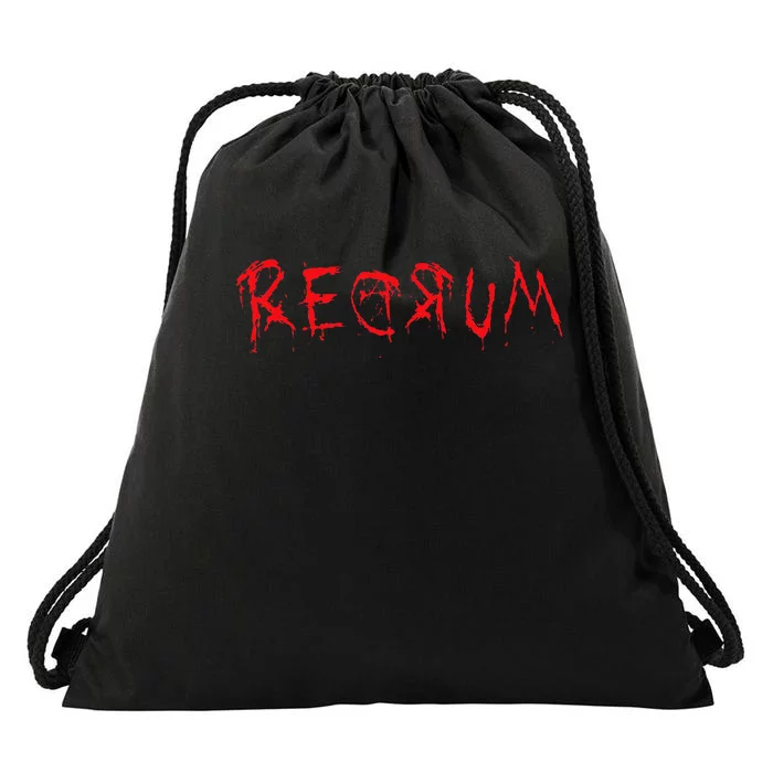 Redrum Scary Font Trick Treat 80s Horror Movie Fan Drawstring Bag