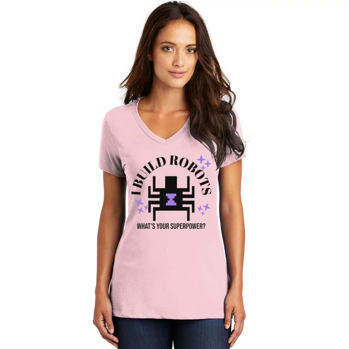 Robotic Superpower Futuristic Design Art Women's V-Neck T-Shirt