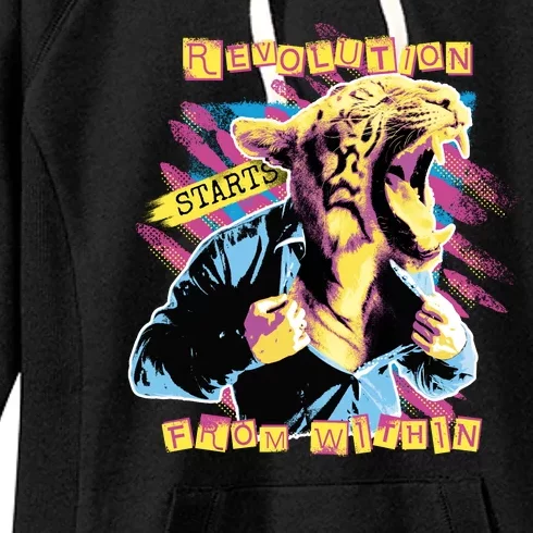 Revolution Starts From Within Lion Quote Women's Fleece Hoodie