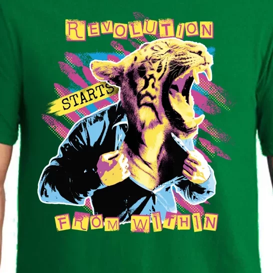 Revolution Starts From Within Lion Quote Pajama Set