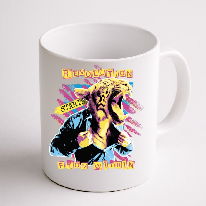 Revolution Starts From Within Lion Quote Front & Back Coffee Mug