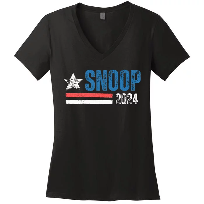 Retro Stripe Funny Snoop Vintage Election 2024 Gifts Women's V-Neck T-Shirt