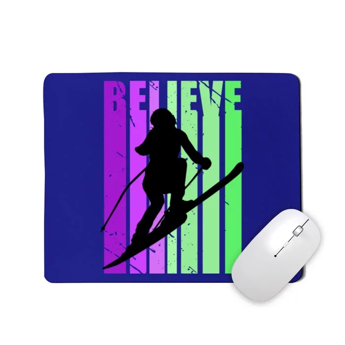 Retro Skiing Females Downhill Skiing Alpine Ski Funny Gift Mousepad