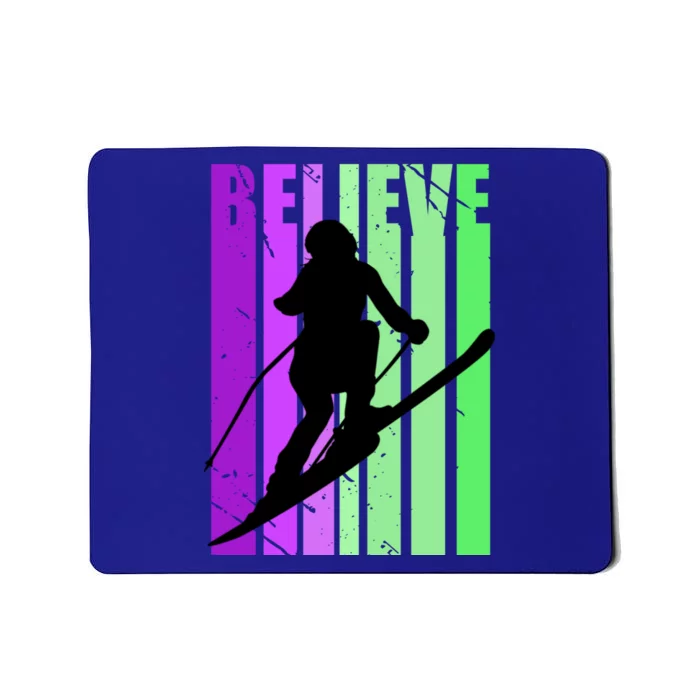 Retro Skiing Females Downhill Skiing Alpine Ski Funny Gift Mousepad