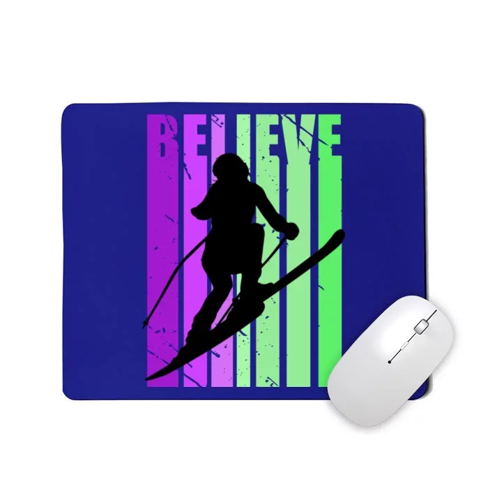 Retro Skiing Females Downhill Skiing Alpine Ski Great Gift Mousepad