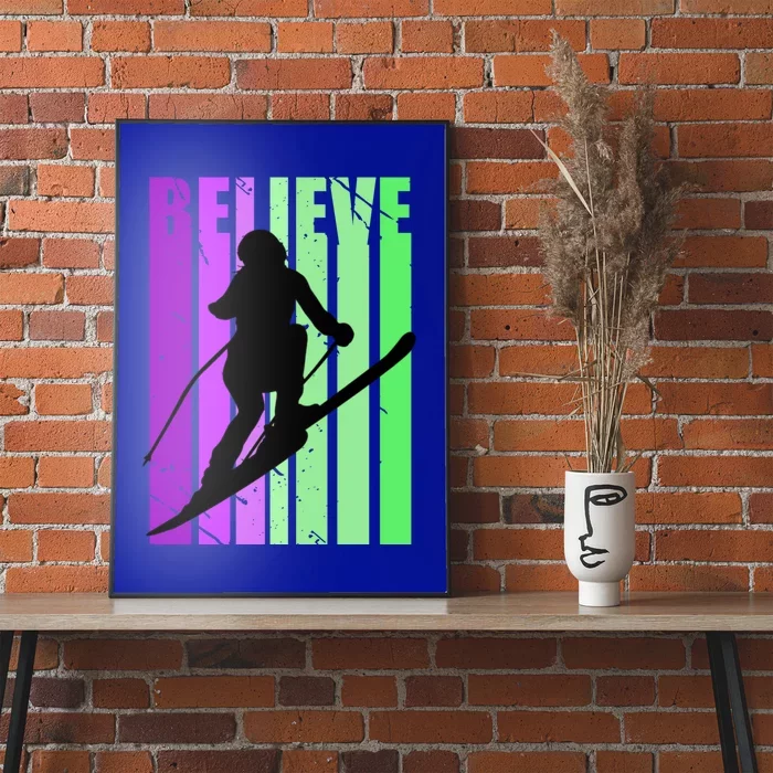 Retro Skiing Females Downhill Skiing Alpine Ski Great Gift Poster