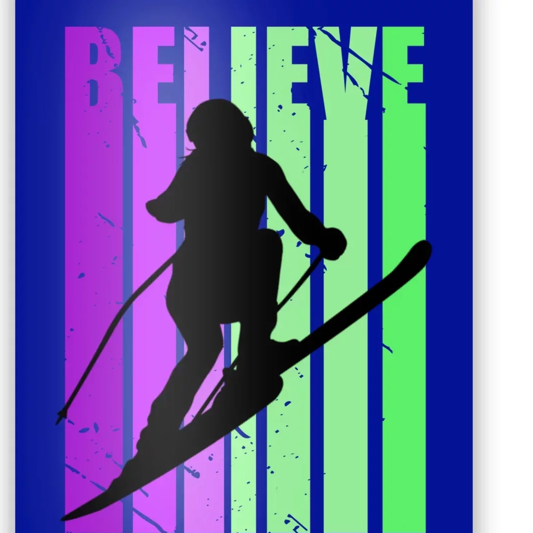 Retro Skiing Females Downhill Skiing Alpine Ski Great Gift Poster