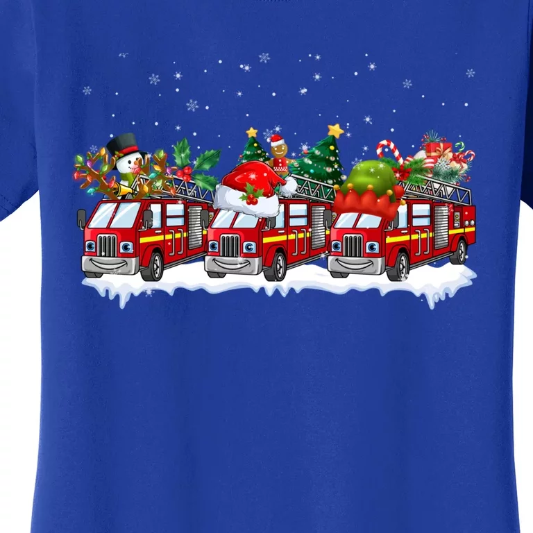 Reindeer Santa Fire Engines Firefighters Xmas Boys Gift Women's T-Shirt