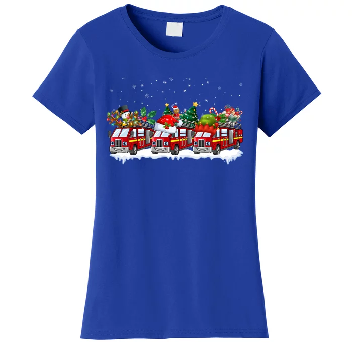 Reindeer Santa Fire Engines Firefighters Xmas Boys Gift Women's T-Shirt