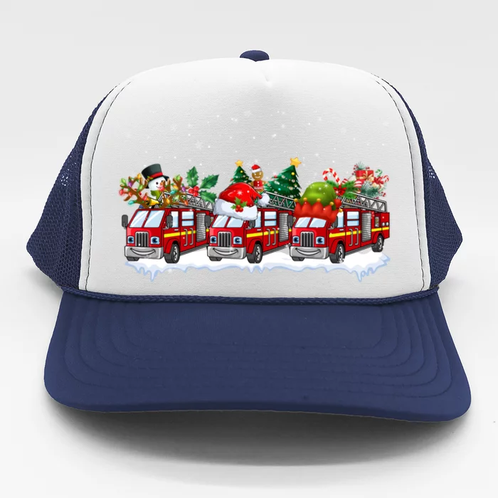 Reindeer Santa Fire Engines Firefighters Xmas Boys Gift Trucker Hat