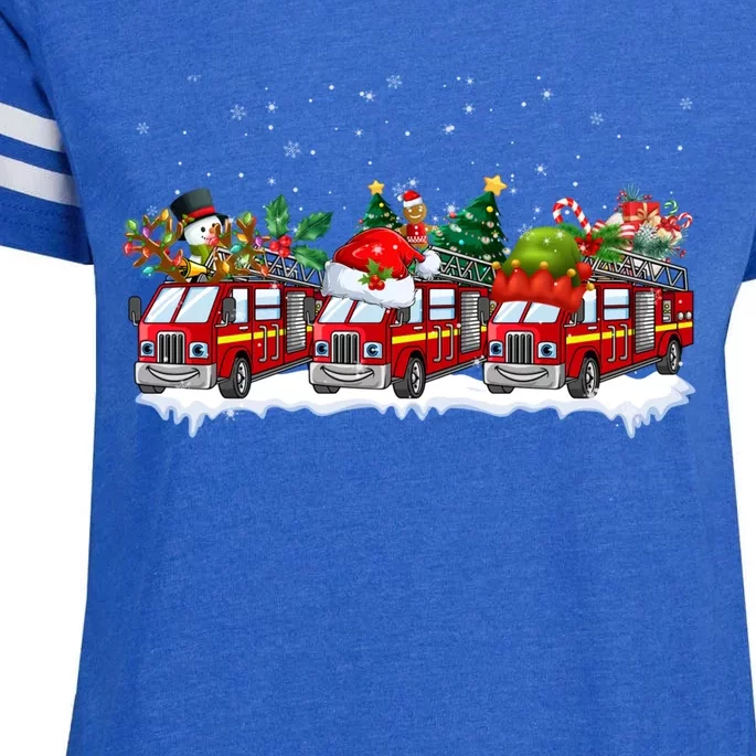 Reindeer Santa Fire Engines Firefighters Xmas Boys Gift Enza Ladies Jersey Football T-Shirt