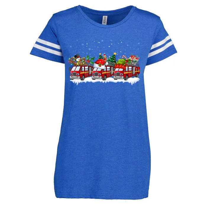 Reindeer Santa Fire Engines Firefighters Xmas Boys Gift Enza Ladies Jersey Football T-Shirt