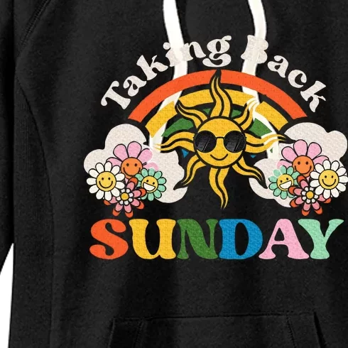 Retro Sunshine Floral Taking Rainbow Back Sunday Groovy Women's Fleece Hoodie