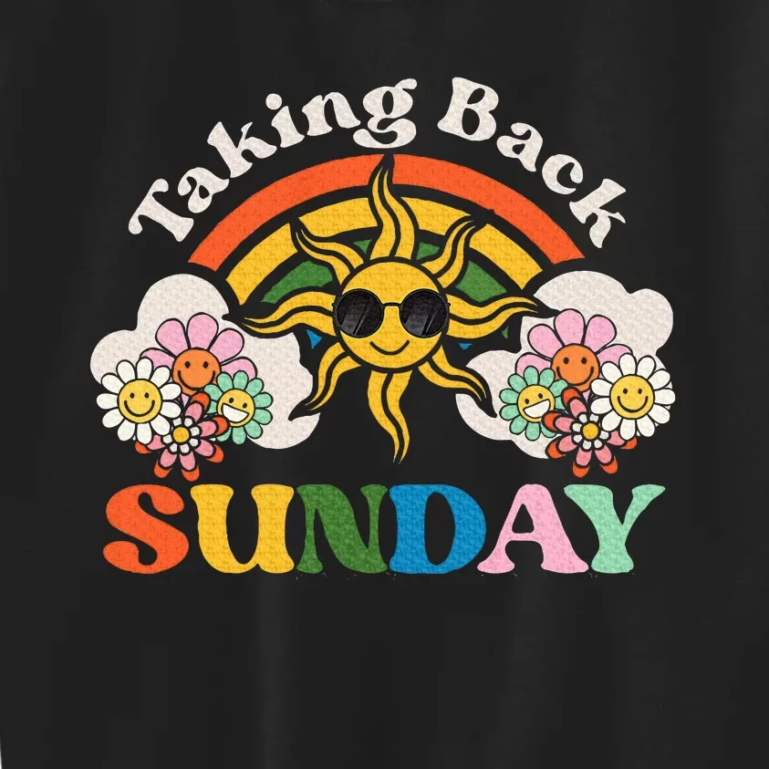 Retro Sunshine Floral Taking Rainbow Back Sunday Groovy Kids Sweatshirt