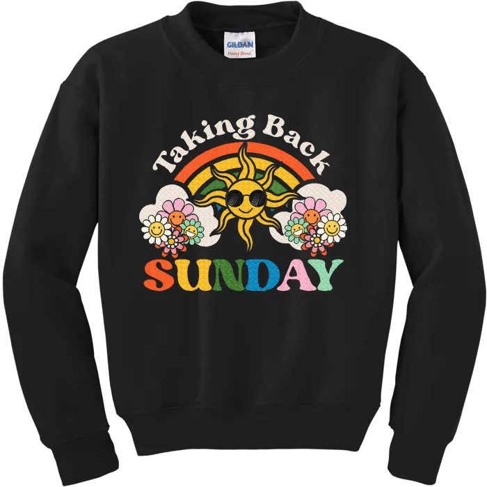 Retro Sunshine Floral Taking Rainbow Back Sunday Groovy Kids Sweatshirt