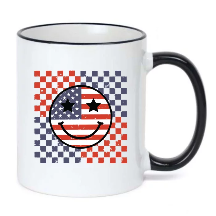 Retro Smile Face Flag Black Color Changing Mug