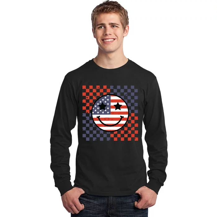 Retro Smile Face Flag Tall Long Sleeve T-Shirt