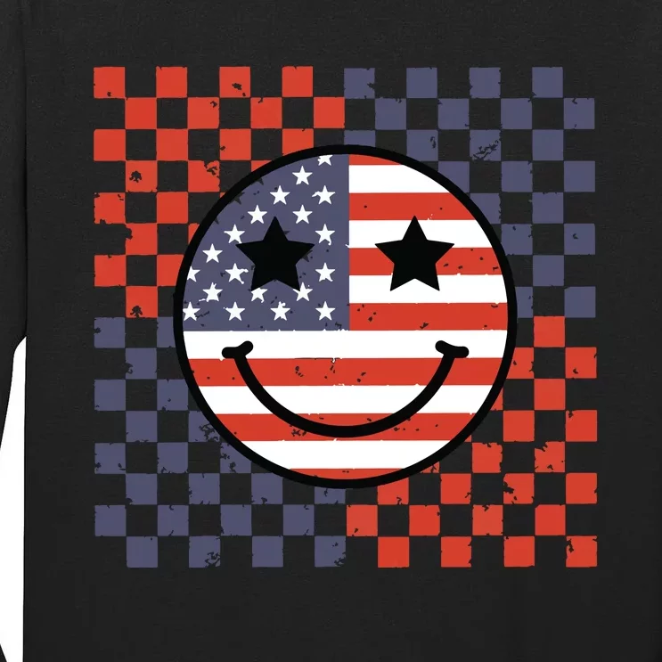 Retro Smile Face Flag Tall Long Sleeve T-Shirt