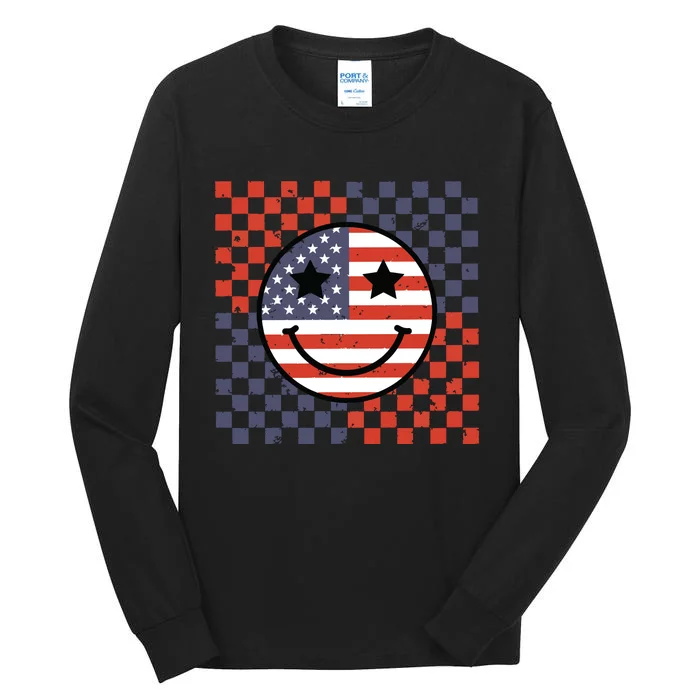 Retro Smile Face Flag Tall Long Sleeve T-Shirt