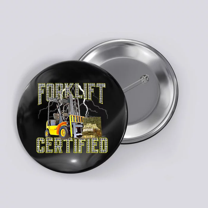 Retro Style Funny Forklift Operator Forklift Certified Button