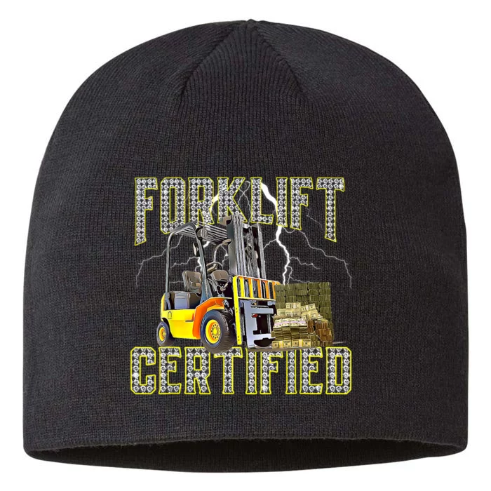 Retro Style Funny Forklift Operator Forklift Certified 8 1/2in Sustainable Knit Beanie