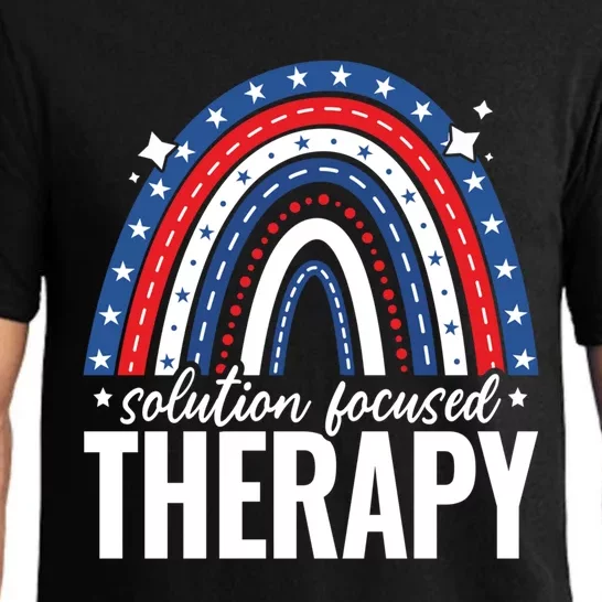 Rainbow Solution Focused Therapy 4th Of July Usa America Funny Gift Pajama Set