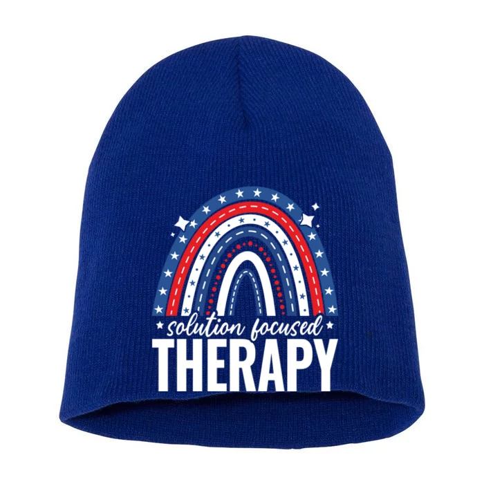 Rainbow Solution Focused Therapy 4th Of July Usa America Funny Gift Short Acrylic Beanie