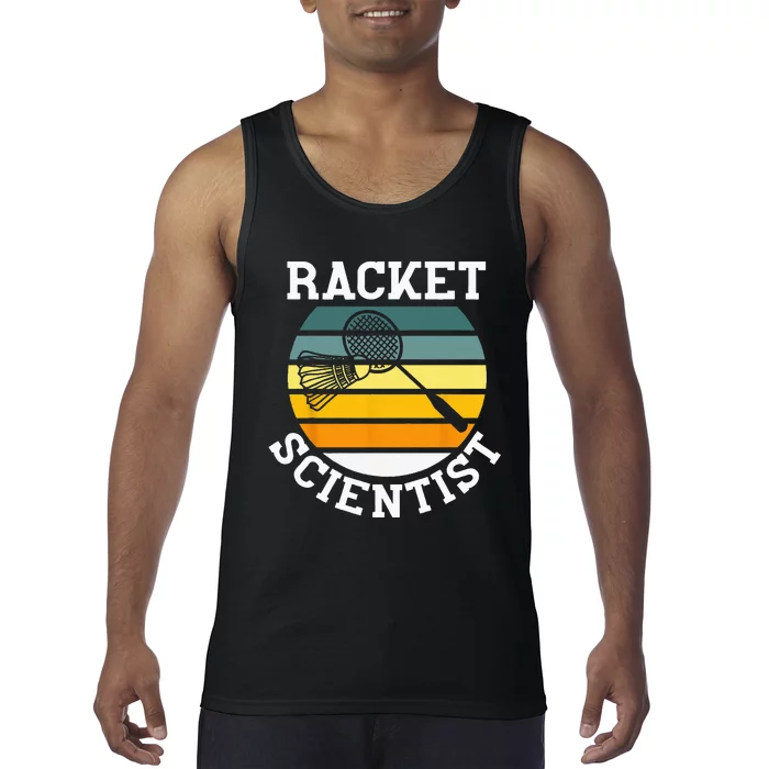 Racket Scientist Funny Retro Vintage Style Badminton Player Tank Top