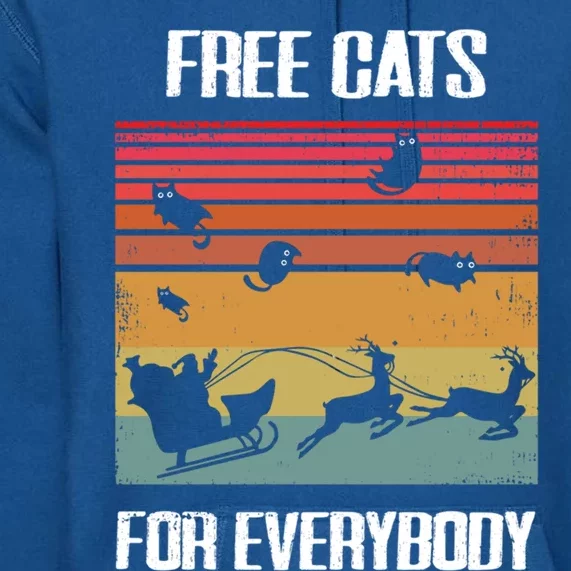 Retro Santa Free Cats For Everybody Sarcastic Christmas Meaningful Gift Premium Hoodie