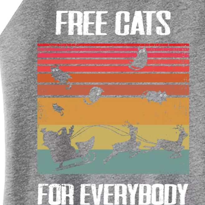 Retro Santa Free Cats For Everybody Sarcastic Christmas Meaningful Gift Women’s Perfect Tri Rocker Tank