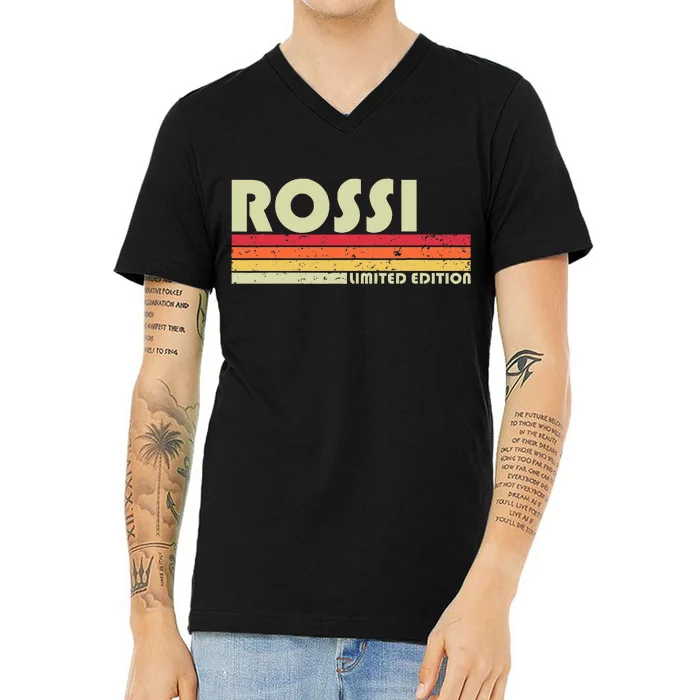 Rossi Surname Funny Retro Vintage 80s 90s Birthday Reunion V-Neck T-Shirt