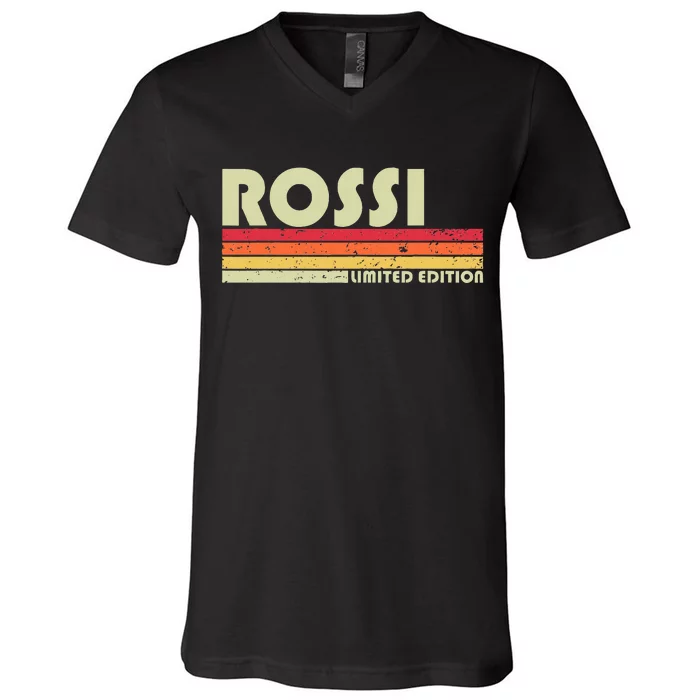 Rossi Surname Funny Retro Vintage 80s 90s Birthday Reunion V-Neck T-Shirt