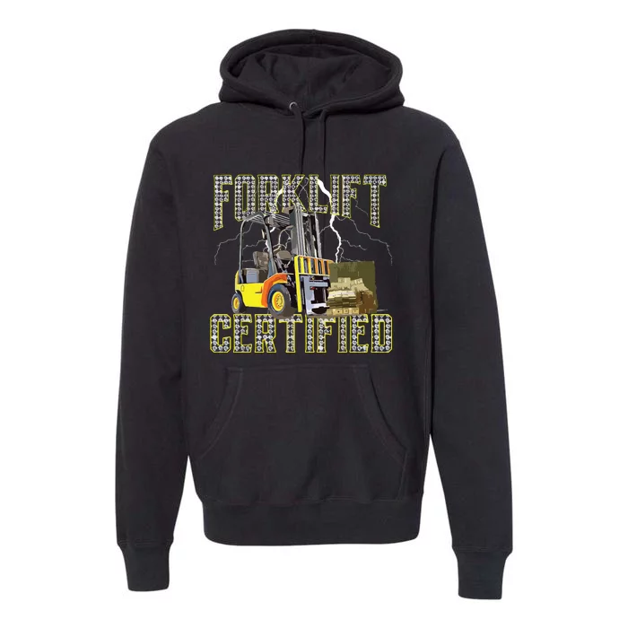 Retro Style Funny Forklift Operator Forklift Certified Premium Hoodie