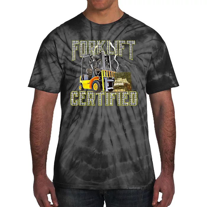 Retro Style Funny Forklift Operator Forklift Certified Tie-Dye T-Shirt