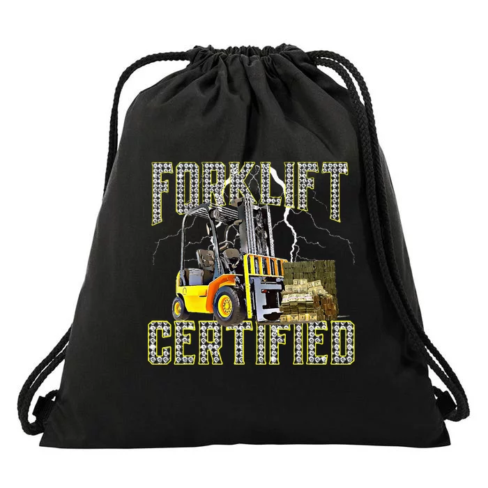 Retro Style Funny Forklift Operator Forklift Certified Drawstring Bag