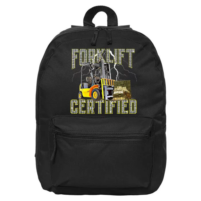 Retro Style Funny Forklift Operator Forklift Certified 16 in Basic Backpack