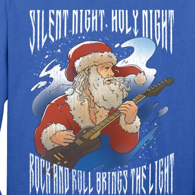 Rock Santa Guitar Guitarist Christmas Rock N Roll Great Gift Tall Long Sleeve T-Shirt