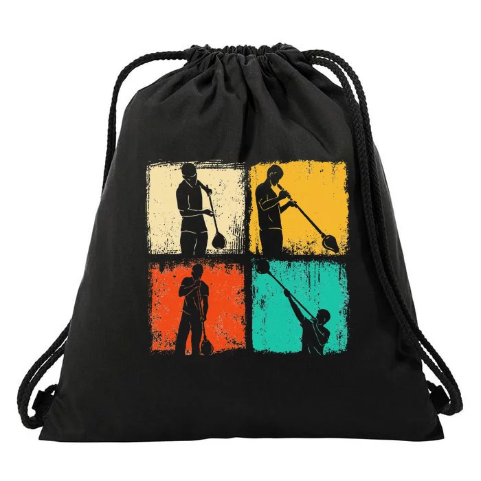 Retro Square Glassblower Glassblowing Hobbyist Drawstring Bag