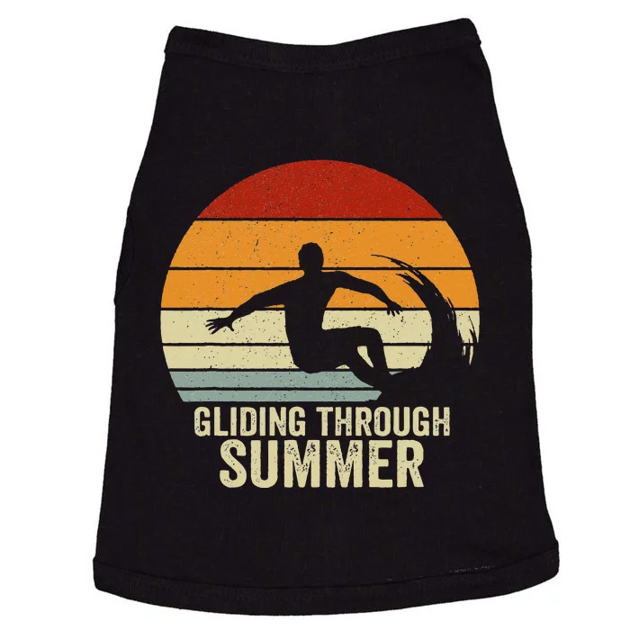 Retro Surfer Gliding through Summer Vintage Surfing Doggie Tank