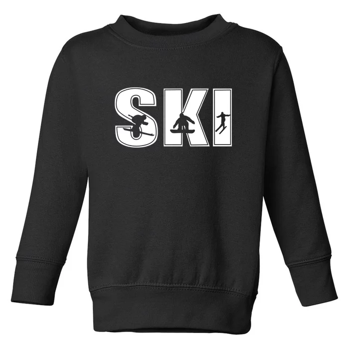 Retro Ski Gift For Skier Toddler Sweatshirt