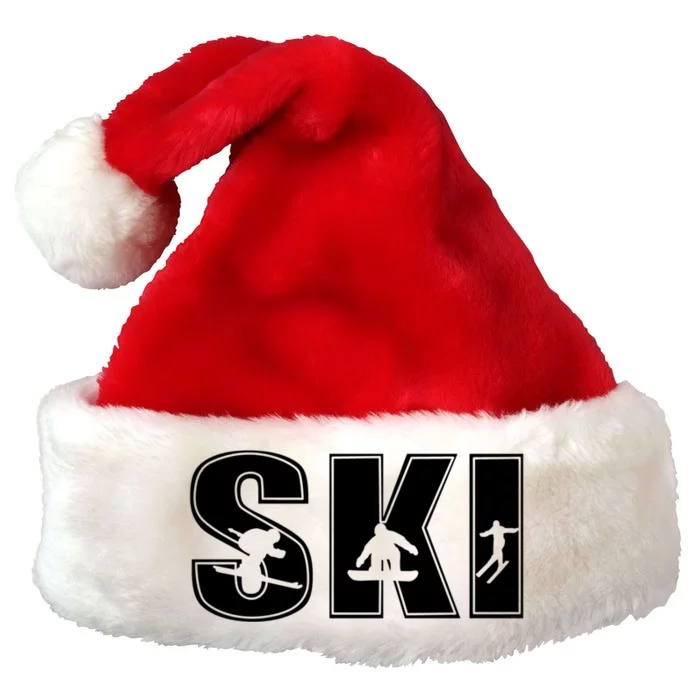 Retro Ski Gift For Skier Premium Christmas Santa Hat