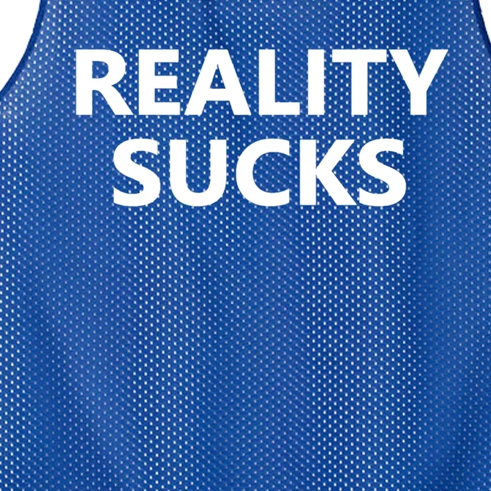 Reality Sucks Grey Letters Ironic Gift Mesh Reversible Basketball Jersey Tank