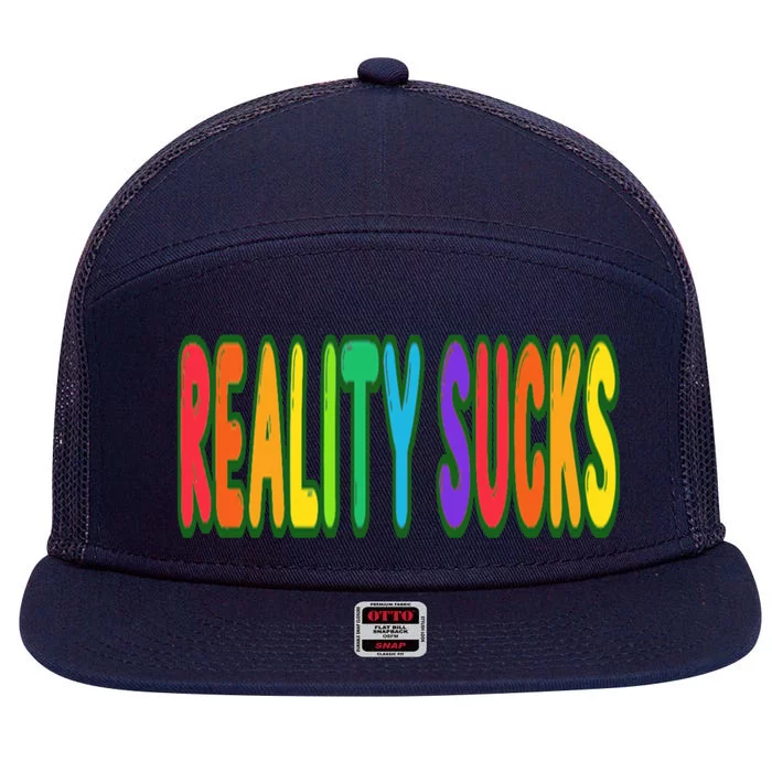 Reality Sucks Gift 7 Panel Mesh Trucker Snapback Hat