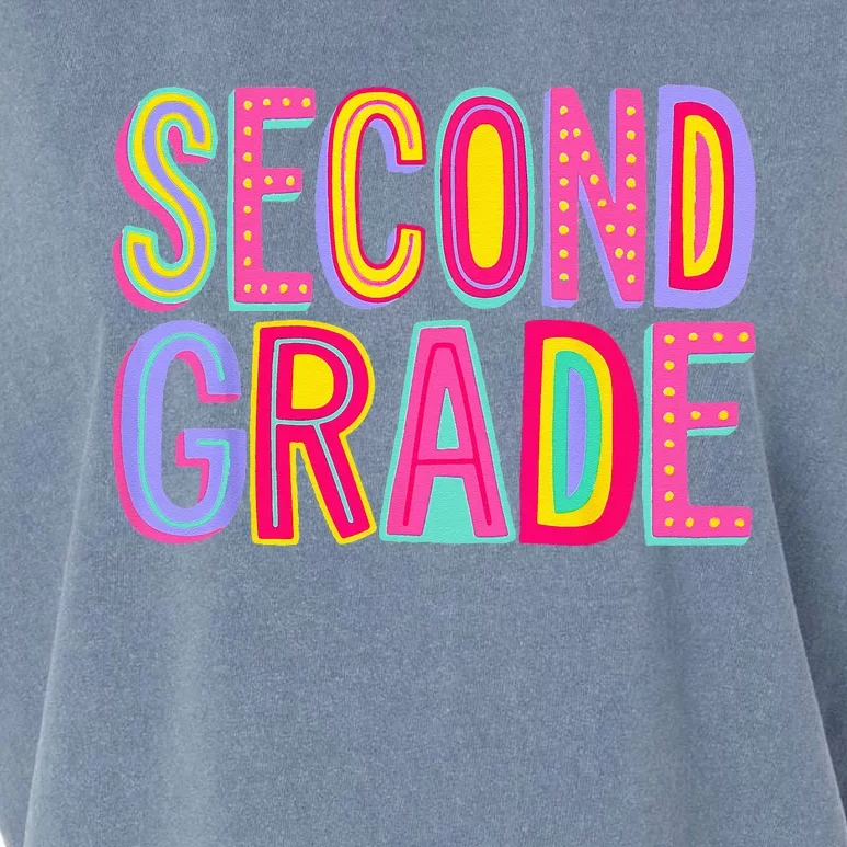 Retro Second Grade Rainbow Vibes Back To School 2nd Grade Garment-Dyed Women's Muscle Tee