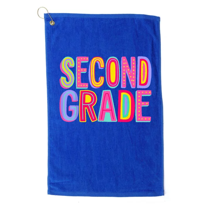 Retro Second Grade Rainbow Vibes Back To School 2nd Grade Platinum Collection Golf Towel